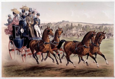 Postkutsche, die Rückkehr der Rennen. Druck von Albert Adam (1833-?) 19. Jahrhundert von Albert Adam