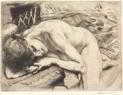Modell schläft auf dem Boden (Le modèle endormi à terre) von Albert Besnard