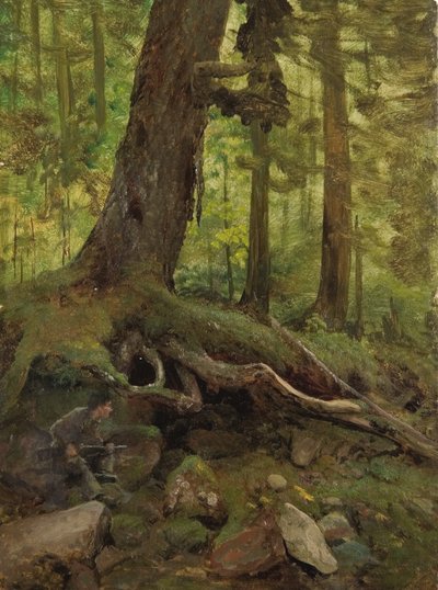 Jäger in den Weißen Bergen nahe Glen House (Detail) von Albert Bierstadt