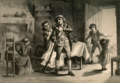Ein Minuteman bereitet sich auf den Krieg vor, 1877 von Albert Bobbett