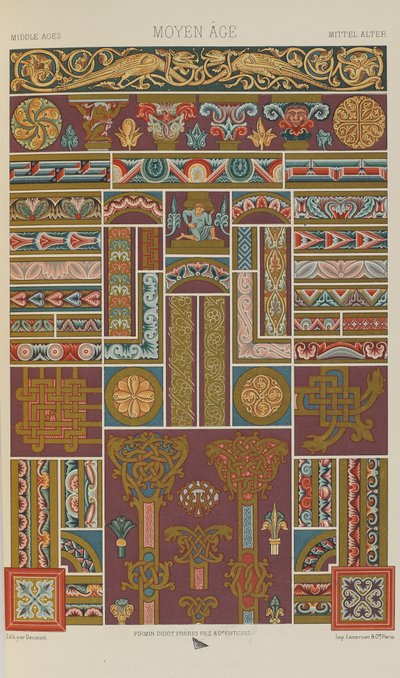 Mittelalter, Tafel 40 aus Polychromer Schmuck: Einhundert Tafeln in Gold, Silber und Farben, 1873 von Albert Charles August Racinet