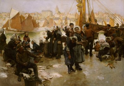 Abfahrt der Fischereiflotte, Boulogne, 1891 von Albert Chevallier Tayler