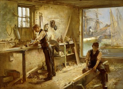 Die Werkstatt des Schiffbauers von Albert Chevallier Tayler