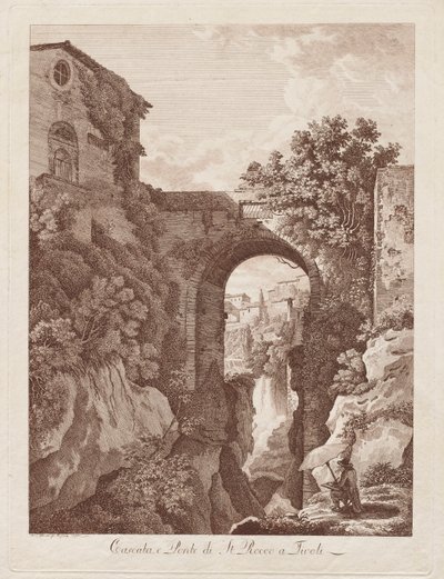 St. Rocco Wasserfall und Brücke in Tivoli (Cascata e Ponte di St. Rocco a Tivoli) von Albert Christoph Dies
