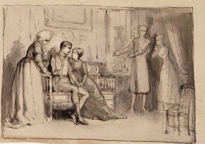 Rückkehr des Kapitäns, Kompositionsstudie. Illustrationen für Julqvällen (Heiligabend) von J. L. Runeberg von Albert Edelfelt