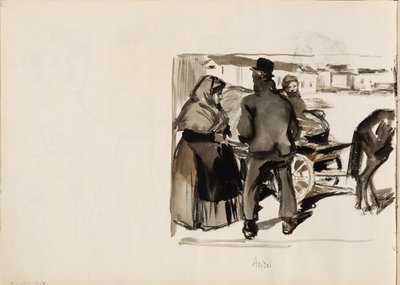 Pferdekarren, drei Personen von Albert Edelfelt