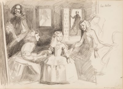 Las Meninas, Skizze nach Diego Velázquez von Albert Edelfelt