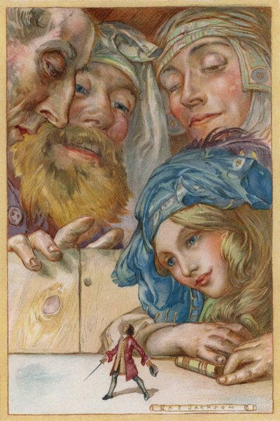 Ich ging auf dem Tisch umher, wie das Mädchen es befahl (Chromolithografie) von Albert Edward Jackson