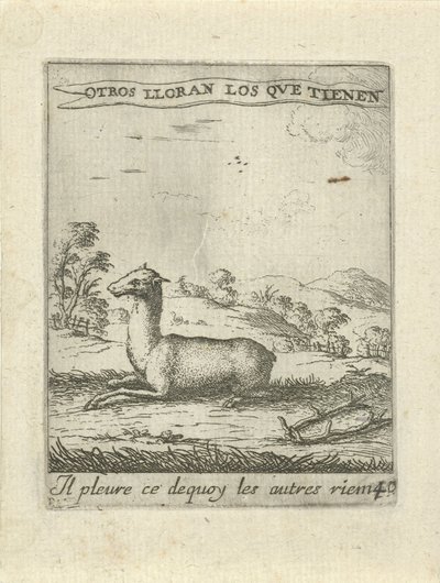 Liegender Hirsch (Moralische Liebesembleme) von Albert Flamen