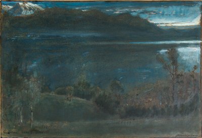 Gossau, Vierwaldstättersee (Öl und Aquarell mit Tinte und Körperfarbe auf Papier auf Karton) von Albert Goodwin
