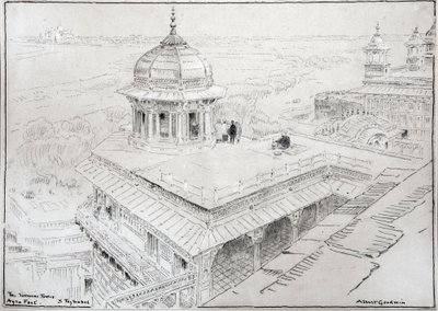 Der Jasmin-Turm, Agra-Fort & Taj Mahal von Albert Goodwin