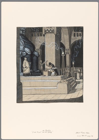 Entwurf für eine politische Karikatur: das Opfer der Öffentlichen Schule durch den Liberalismus von Albert Hahn (I)