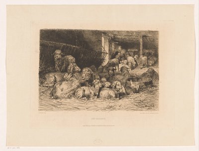 Innenraum eines Schafstalls von Albert Heinrich Brendel