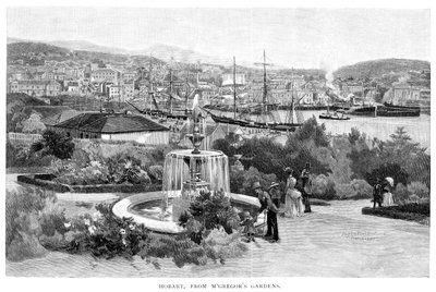 Hobart von McGregors Gärten, Tasmanien, Australien, 1886 von Albert Henry Fullwood