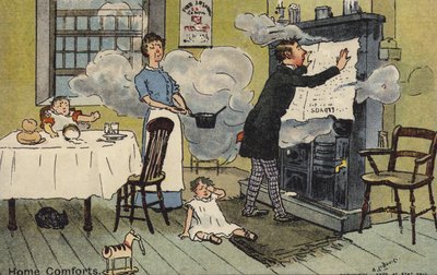 Karikatur einer Familie in einem rauchgefüllten Raum von Albert Jnr. Ludovici