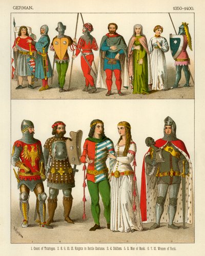 Deutsche Tracht 1350-1400 von Albert Kretschmer