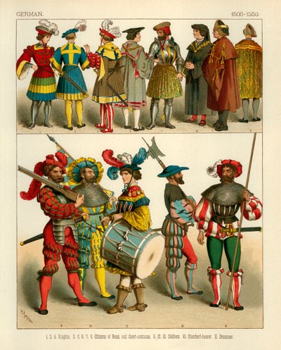 Deutsches Kostüm 1500-1550 von Albert Kretschmer