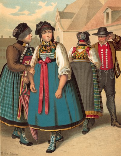Deutsche Tracht, Bayern, Dachau von Albert Kretschmer