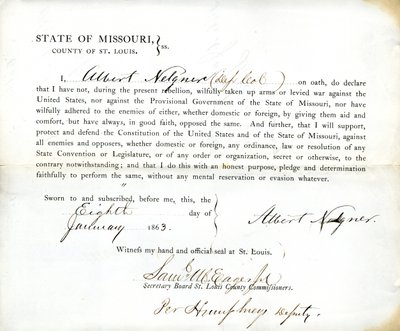 Treueeid von Albert Nelgner aus Missouri, County of St. Louis von Albert Nelgner