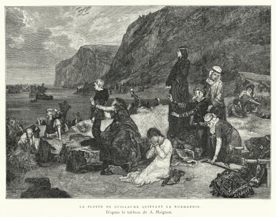 Die Flotte von Wilhelm verlässt die Normandie (Stich) von Albert Pierre René (after) Maignan