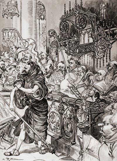 Frère Jean des Entommeures ergreift den Stab des Kreuzes von Albert Robida