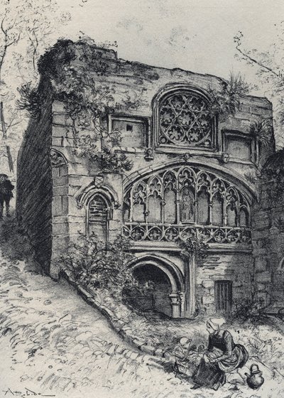 Der Brunnen der Karmeliten in Morlaix - La vieille France - La Bretagne - Text, Zeichnungen und Lithographien von Albert Robida (1848-1926) undatiert Ende des 19. Jahrhunderts von Albert Robida