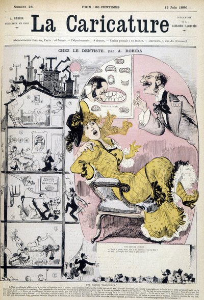 Frau beim Zahnarzt - von Robida, in „La caricature“ vom 12.06.1880 von Albert Robida