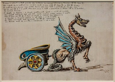 Akt II, erste Szene und dritter Akt, Bühnenausstattung: Der Wagen von Armida für Armida von G. Rossini von Alberto  Savinio