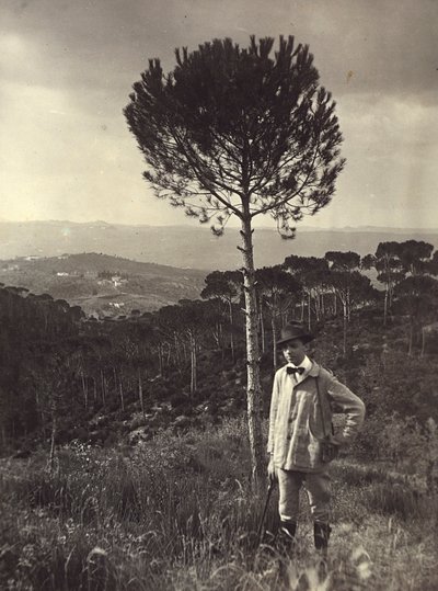Aus dem Album "Ricordi fiorentini" (Erinnerungen an Florenz), Porträt des Malers Memo Ghini auf dem Land, 27.08.1919 von Alberto Fierli