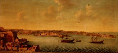 Blick auf Valetta mit Schiffen des Ordens der Ritter von St. John von Alberto Pullicino