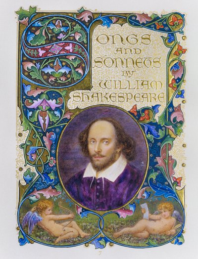 Buch-Frontispiz mit feinem Farbporträt von William Shakespeare von Künstler Alberto Sangorski von Alberto Sangorski
