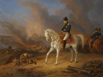 Napoleon Bonaparte vor der brennenden Stadt Smolensk von Albrecht Adam