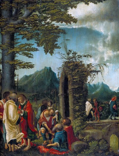 Der Abschied der Apostel in waldiger Landschaft von Albrecht Altdorfer