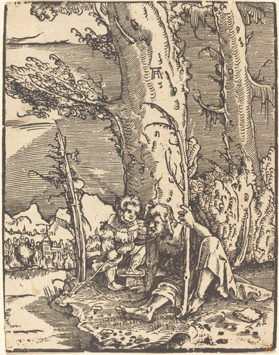 Heiliger Christophorus am Flussufer sitzend von Albrecht Altdorfer