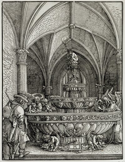 Die Heilige Familie an der Quelle. Gravur von Albrecht Altdorfer. Louvre Museum von Albrecht Altdorfer