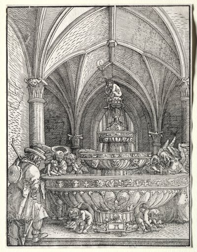 Die Heilige Familie auf der Flucht nach Ägypten an einem Brunnen von Albrecht Altdorfer
