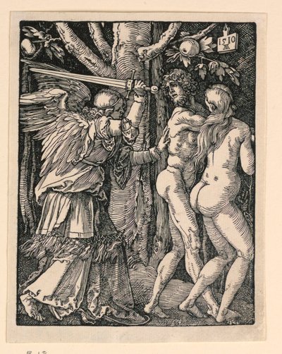 Adam und Eva aus dem Paradies vertrieben, aus der Serie Die kleine Passion von Albrecht Dürer