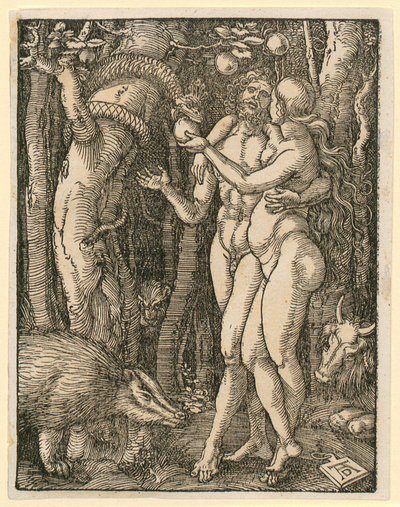Adam und Eva, Blatt 2 der Folge "Kleine Holzschnitt-Passion" von Albrecht Dürer