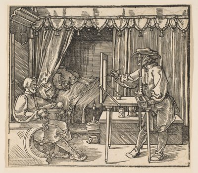 Künstler zeichnet ein Porträt eines Mannes von Albrecht Dürer