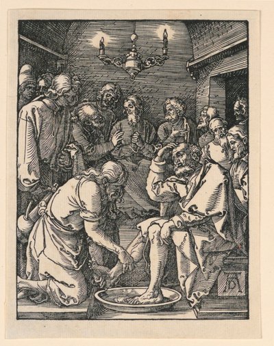 Christus wäscht die Füße, aus der Serie Die kleine Passion von Albrecht Dürer