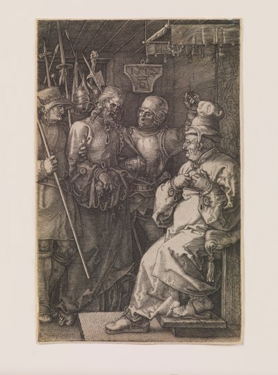 Christus vor Kaiphas, aus der Serie „Die gravierte Passion“ von Albrecht Dürer