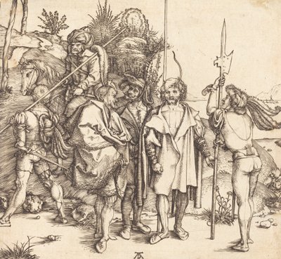 Fünf Soldaten und ein Türke zu Pferd, 1495-1496 von Albrecht Dürer