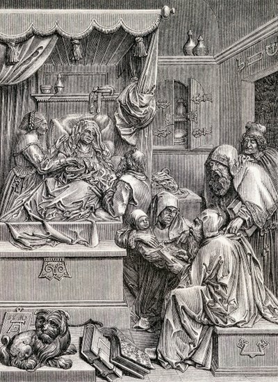 Hochreliefskulptur der Geburt des heiligen Johannes, 1855 von Albrecht Dürer