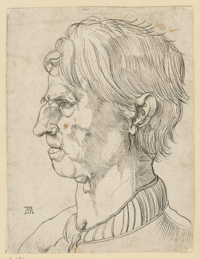 Kopf eines älteren bartlosen Mannes, im Profil nach links von Albrecht Dürer