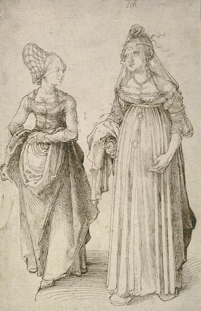 Dame im venezianischen Kleid im Kontrast zu einer Nürnberger Hausfrau von Albrecht Dürer