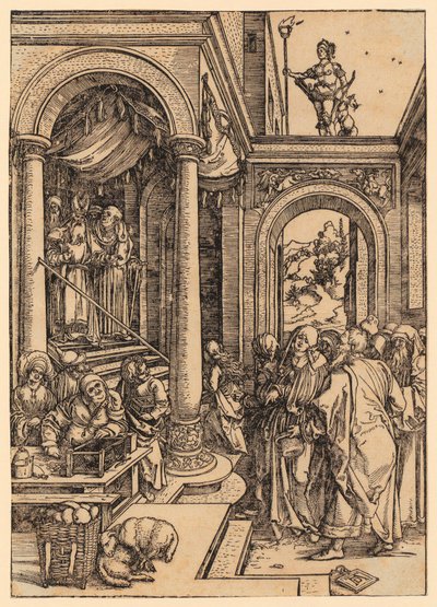 Mariens Tempelgang, Blatt 6 der Folge "Das Marienleben" von Albrecht Dürer