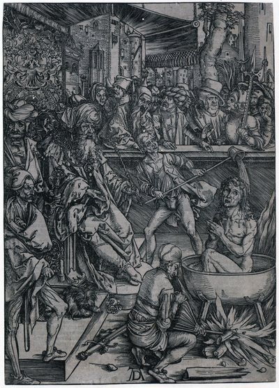 Marter des Evangelisten Johannes, Blatt 2 der Folge "Die Apokalypse" von Albrecht Dürer
