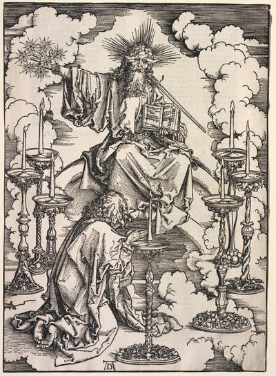 Offenbarung des Johannes: Johannes betrachtet die sieben Leuchter von Albrecht Dürer