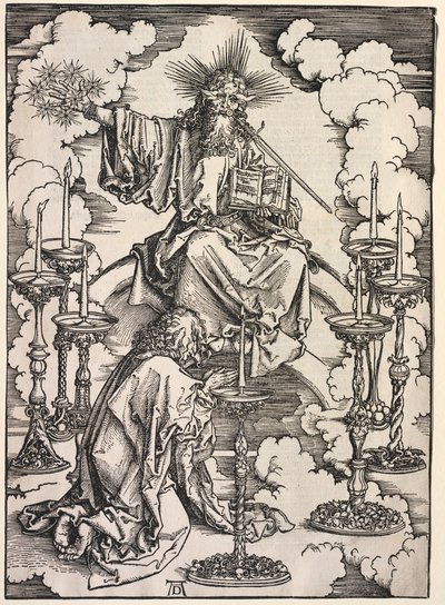 Offenbarung des Johannes: Johannes betrachtet die sieben Leuchter, 1511 von Albrecht Dürer
