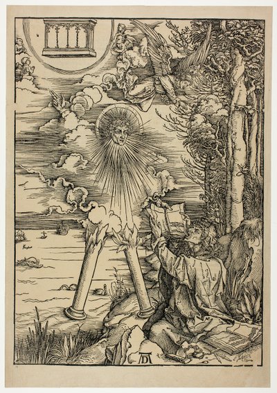St. Johannes verschlingt das Buch, aus der Apokalypse von Albrecht Dürer